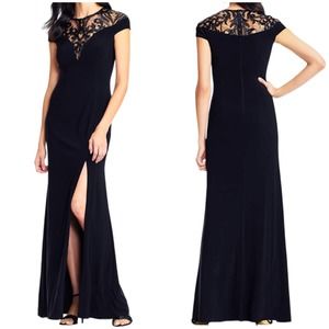 Adrianna Papell Black Lace Maxi Dress